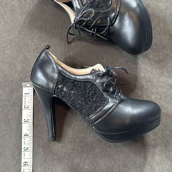 Women’s Black High Heel Lace Up Booties with Lace Detail EU40 Size 9/9.5 US NEW - Picture 11 of 12